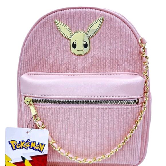 Pokemon 11" Mini Backpack - Pink Corduroy Eevee New With Tags NWT - Picture 2 of 7